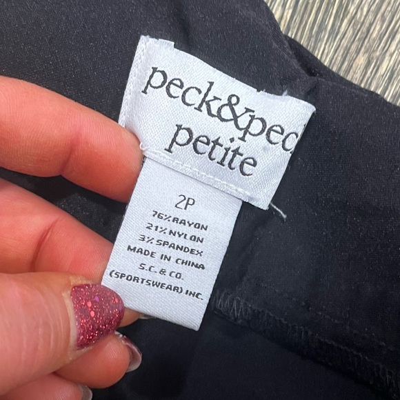 Peck & Peck Petite Pull-On Trouser Dress Pants Mid Rise Stretch Black Size 2P - Picture 4 of 7